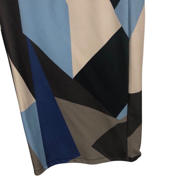 Funky Geometric Art to Wear Unisex Wide Leg Trouser Pants, 70s Style Knit SZ L - Picture 6 of 12